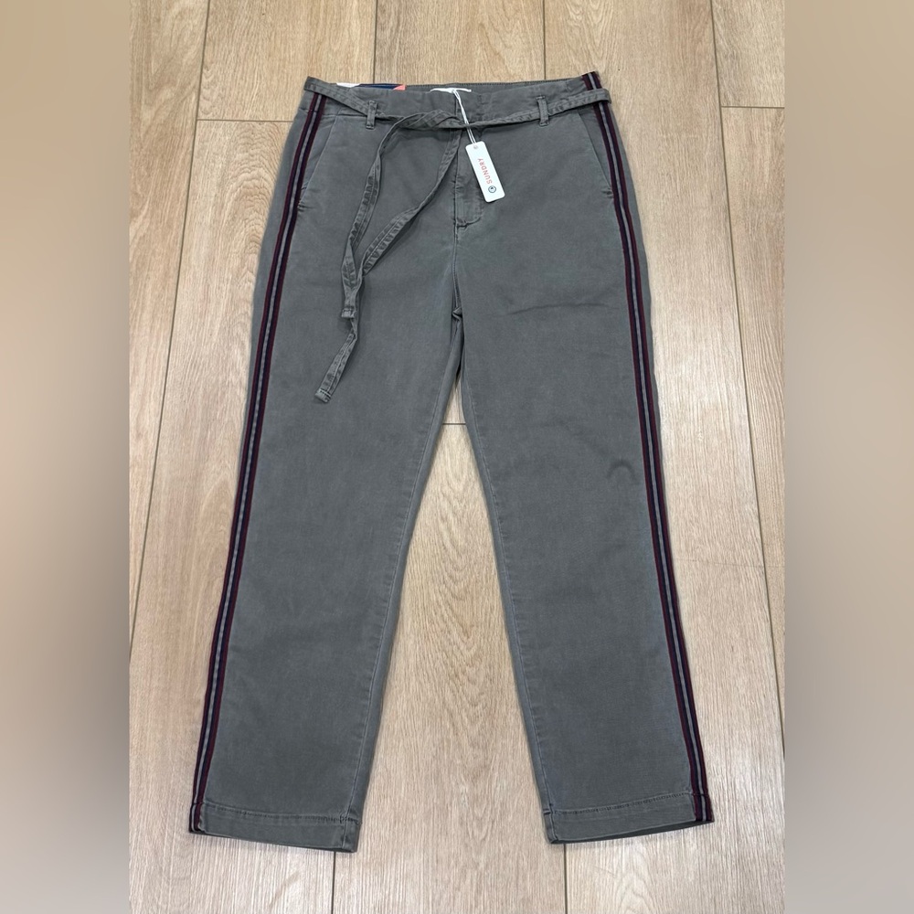 Sundry Side Stripe Cropped Pants Sage Green USA Made 27 NWT